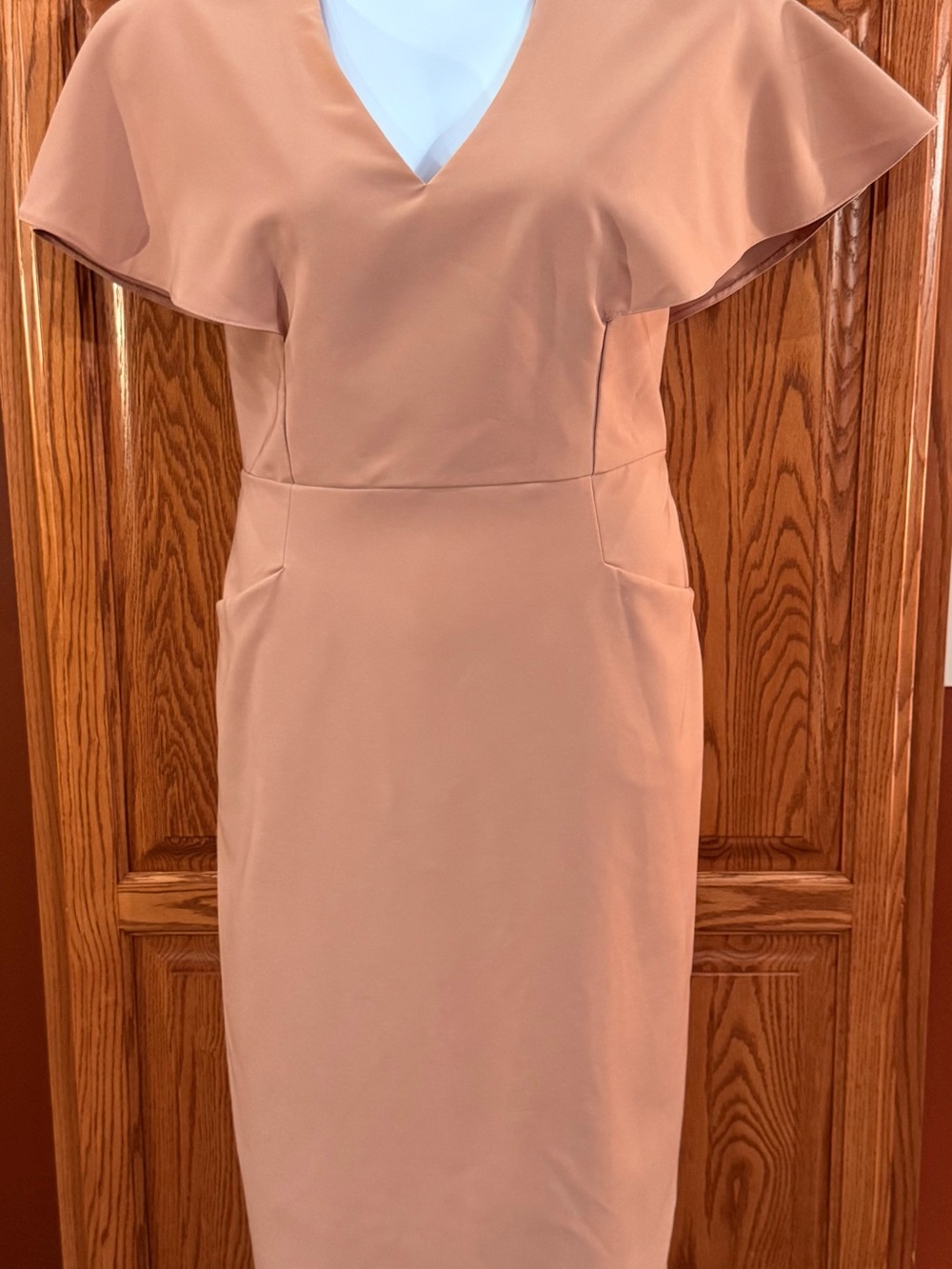 NWT ASOS Blush Flutter-Sleeve V-Neck Midi Dress Size 14